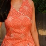 Orange & White Slit Kurta