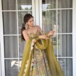 Olive Mustard Heritage Print Lehenga